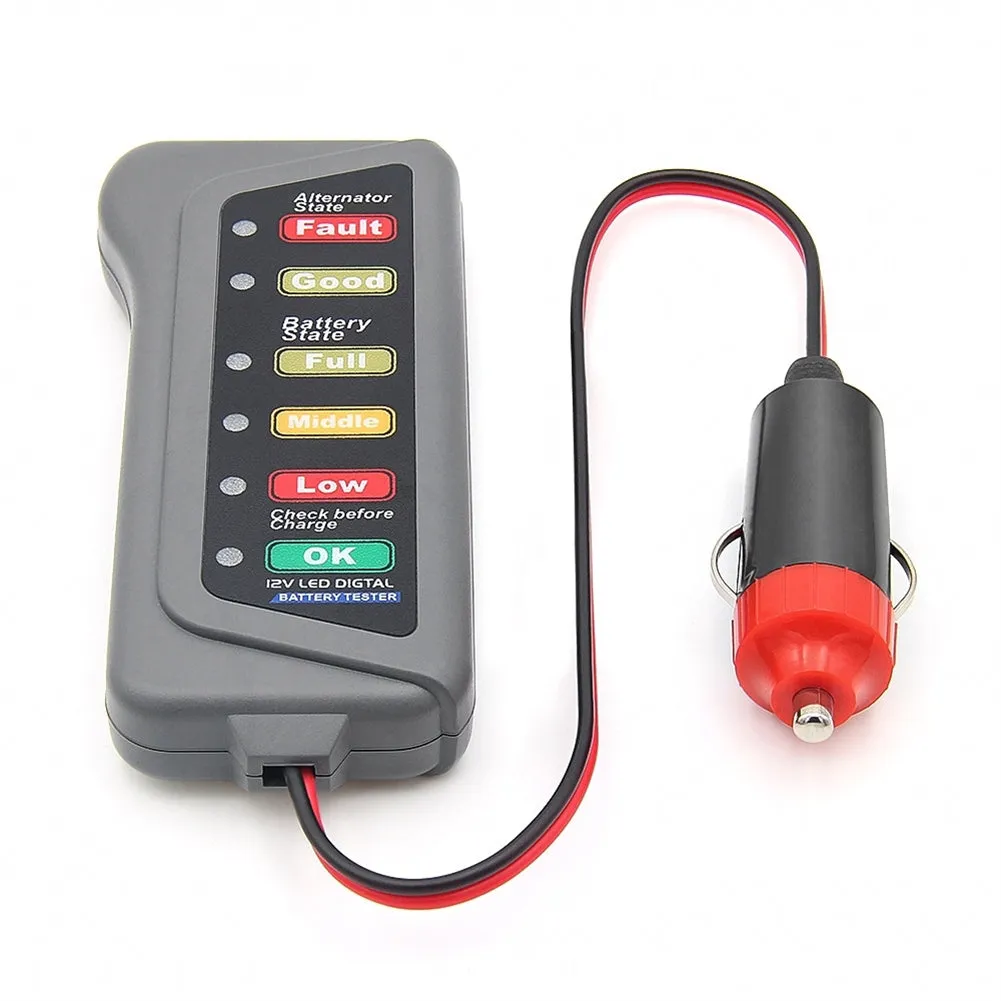 Car Cigarette Lighter Battery Tester 6 Led Lights Display