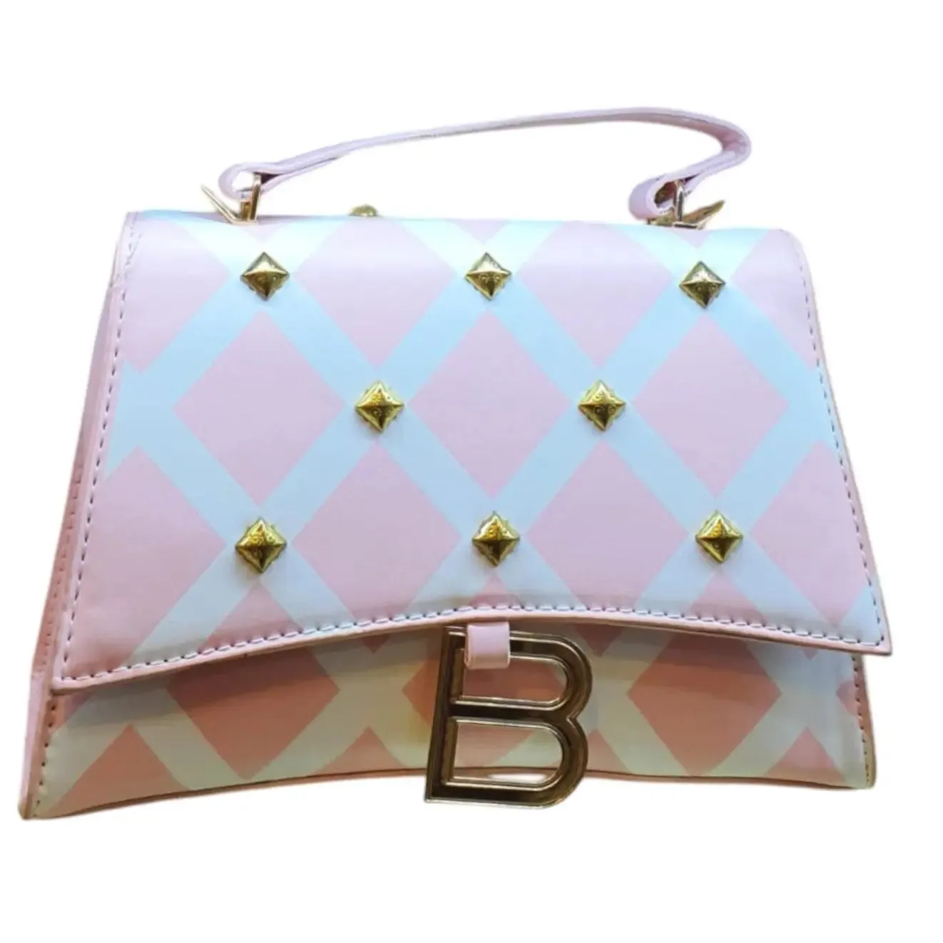 Checkered Shoulder Bag with "B" Logo