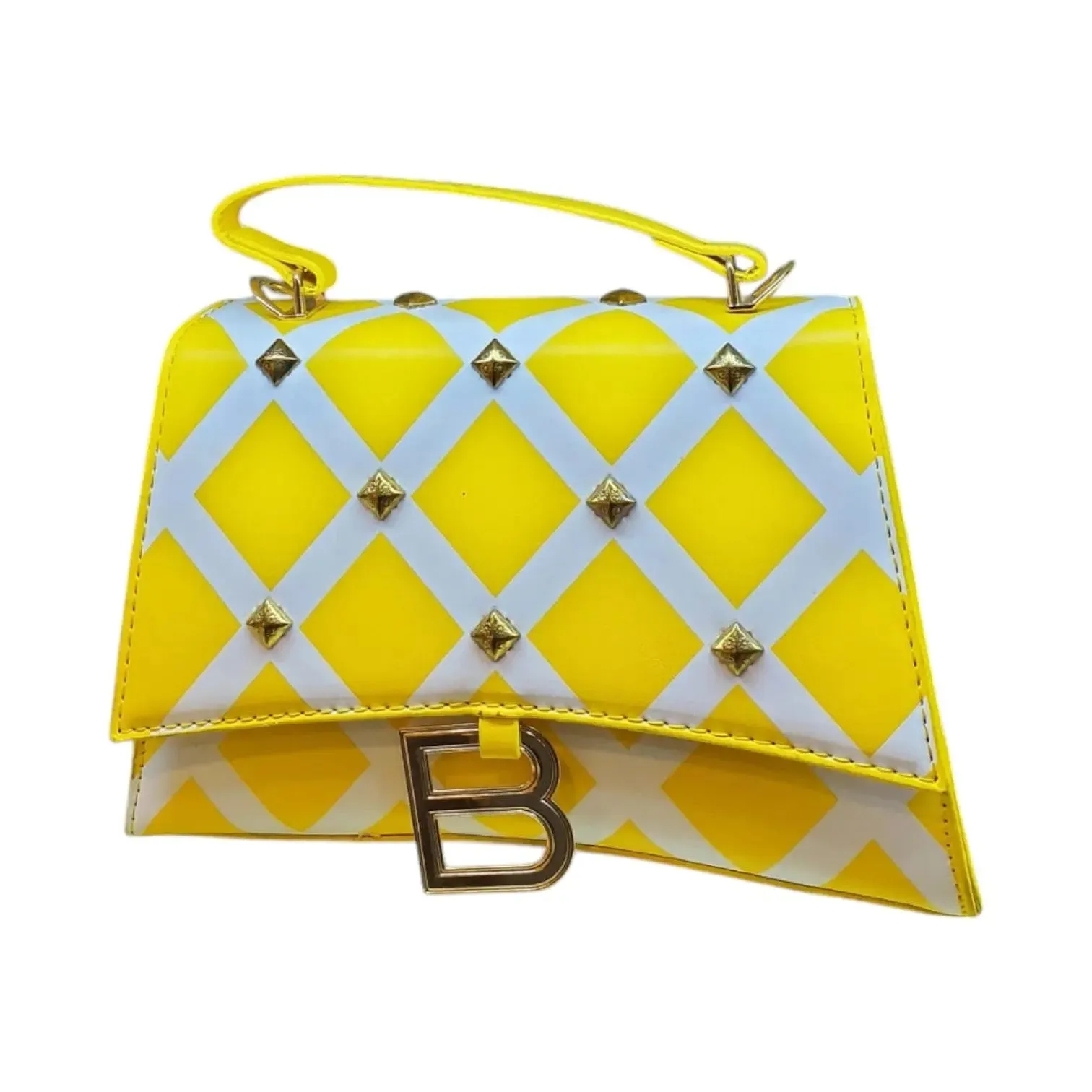 Checkered Shoulder Bag with "B" Logo