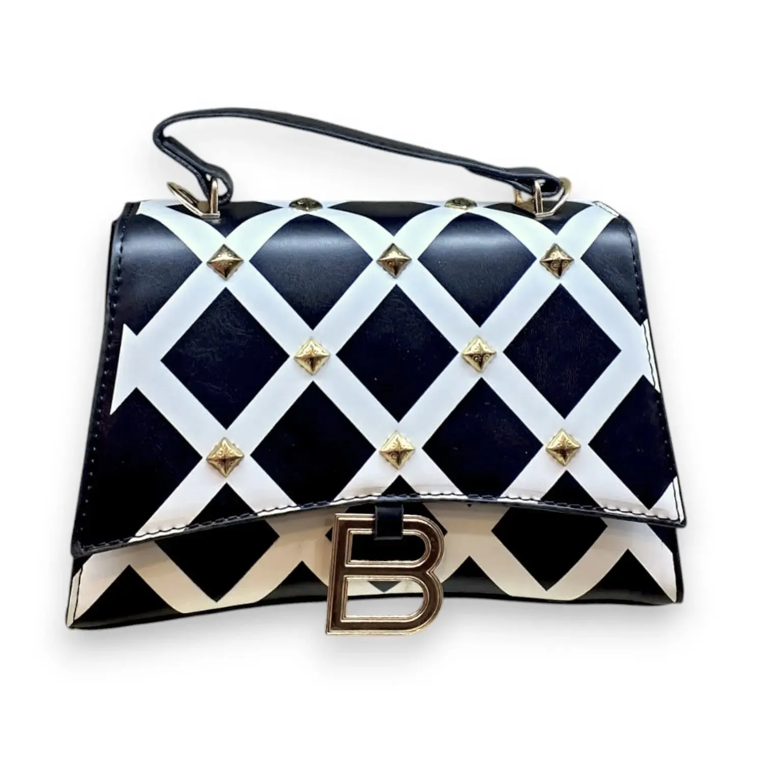 Checkered Shoulder Bag with "B" Logo