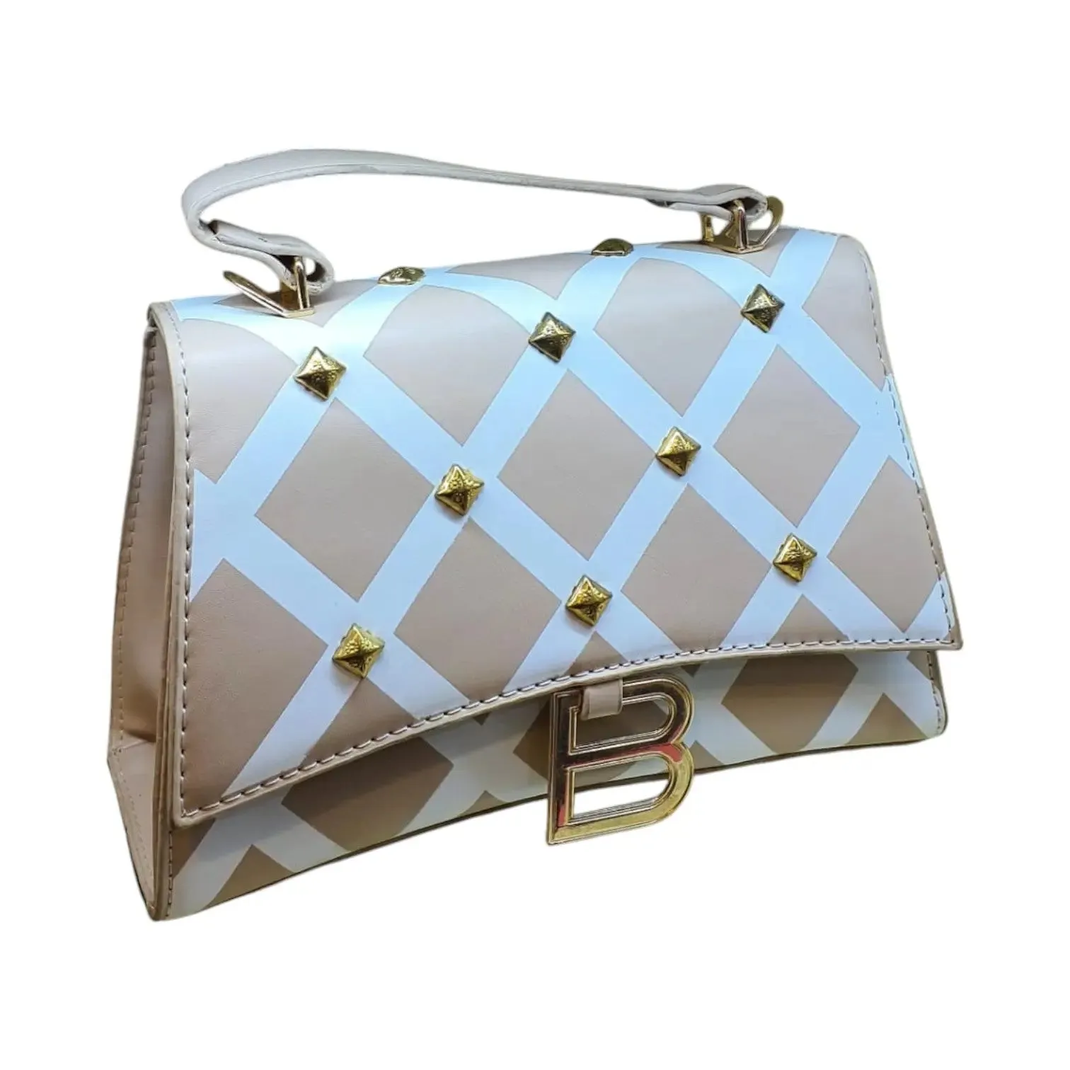 Checkered Shoulder Bag with "B" Logo