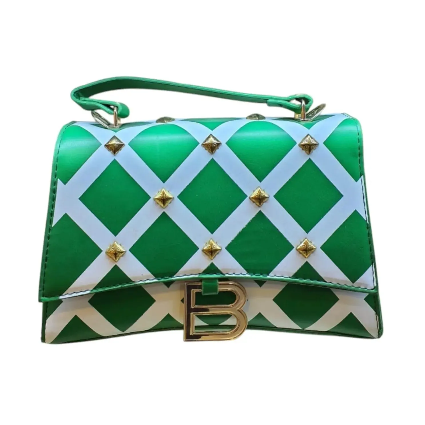 Checkered Shoulder Bag with "B" Logo