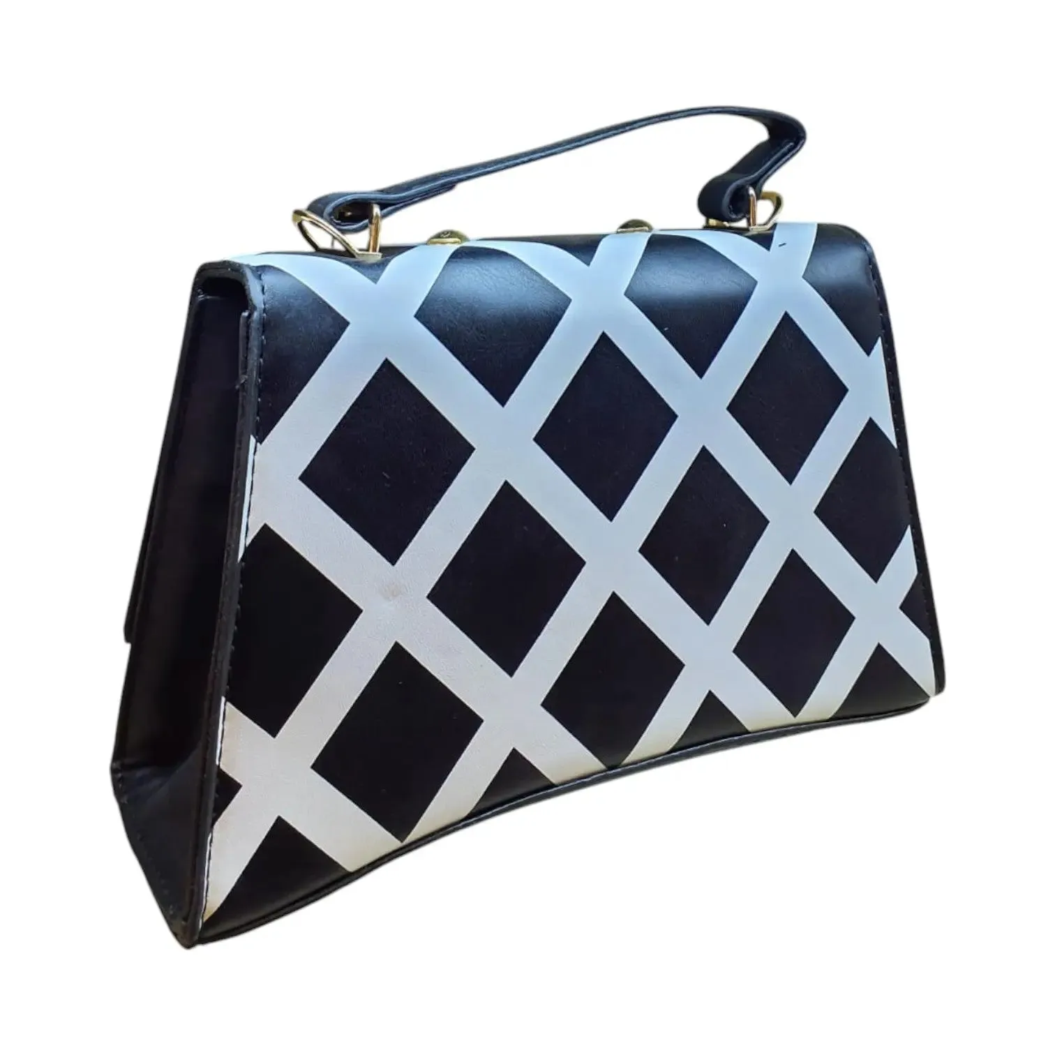 Checkered Shoulder Bag with "B" Logo