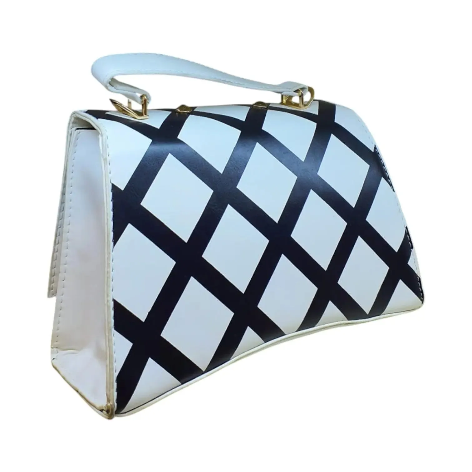 Checkered Shoulder Bag with "B" Logo