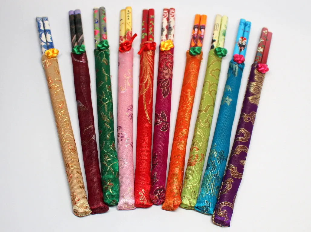 Chopstick Set with Embroidered Carrying Cases
