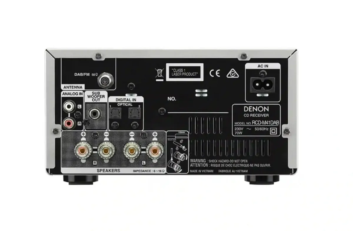 Denon DM41DAB  Mini HiFi System with CD, Bluetooth and FM/DAB Tuner - Silver