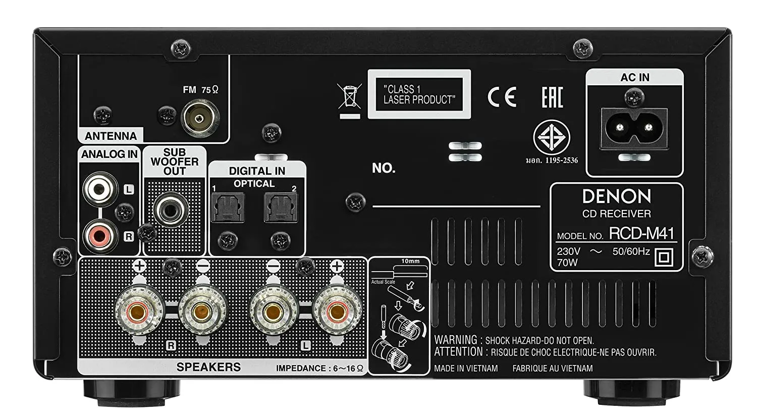 Denon RCD-M41 Micro Desktop Hi-Fi CD Receiver with Bluetooth & FM Black