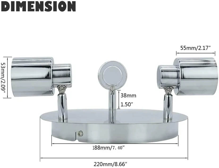 Depuley Modern 3-Light Multi-Directional Ceiling Fixture, Adjustable Round Track Lighting Kits, GU10 LED Bulb, Warm White, Polished Chrome