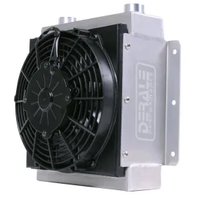 Derale Tube Type Fluid Cooler and Fan - 12.375 x 11.875 x 8.5 in - 10 AN Female O-Ring Inlet / Outlet - Universal 65860
