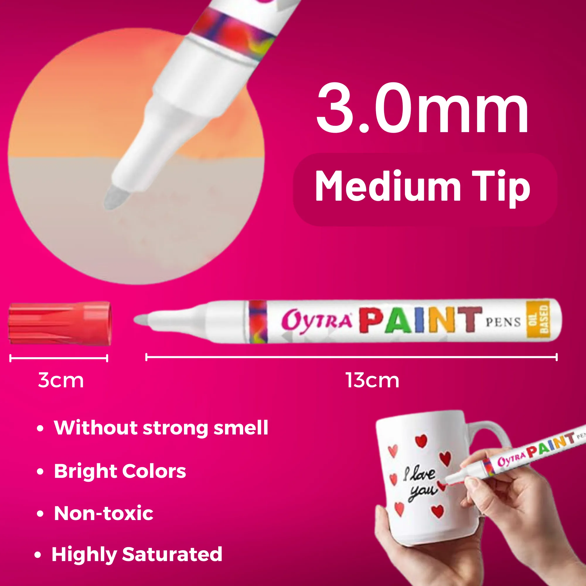 Green Paint Permanent Marker Pen Set of 6
