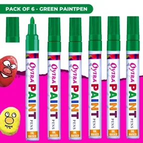 Green Paint Permanent Marker Pen Set of 6
