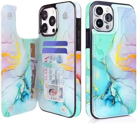 i Phone 16 Pro Max Plus Wallet Case Card Holder Slot Folio Flip PU Leather Kickstand Double Magnetic Clasp