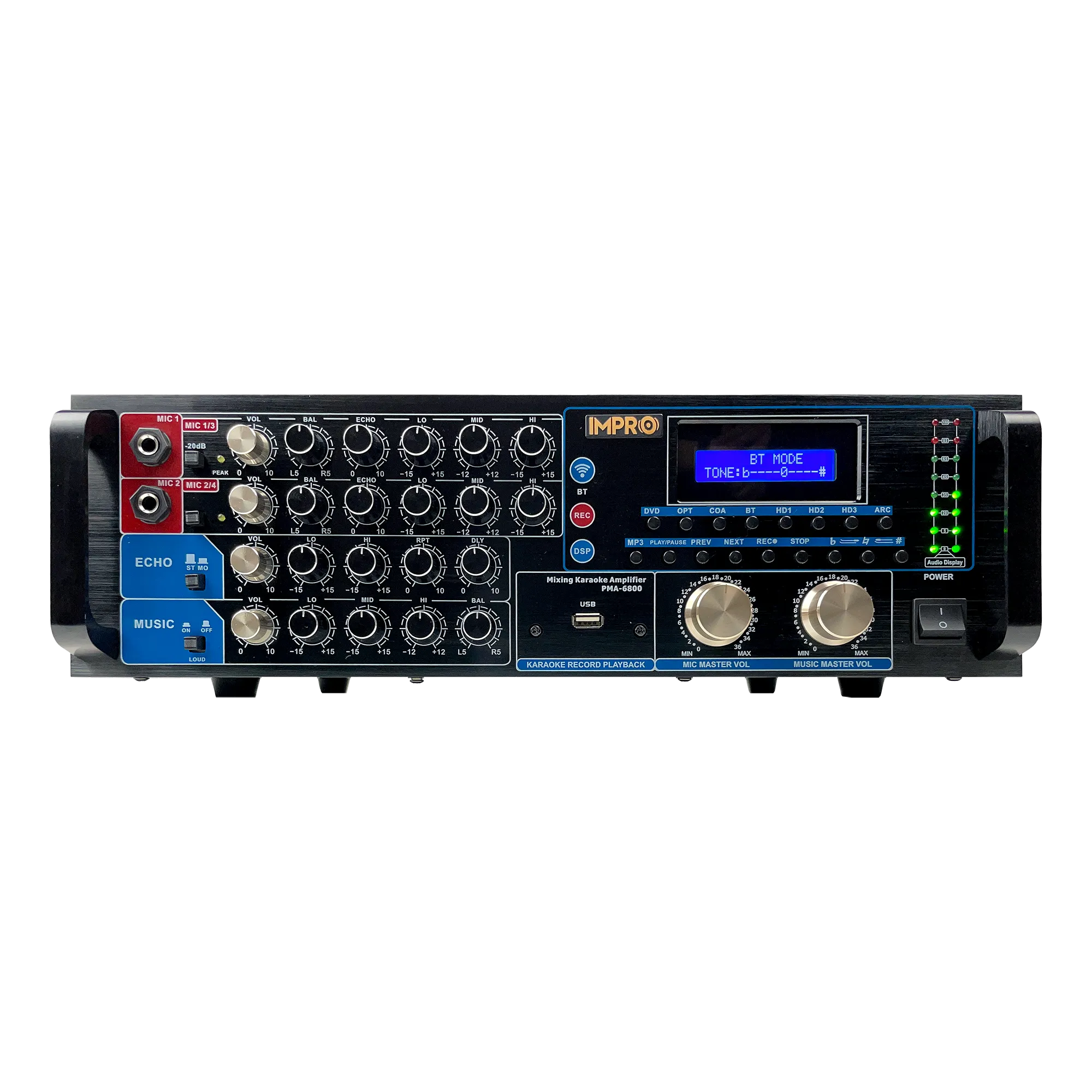 ImPro PMA-6800 800W Mixing Amplifier Bundle with ImPro UHF-88MXR Wireless Microphones