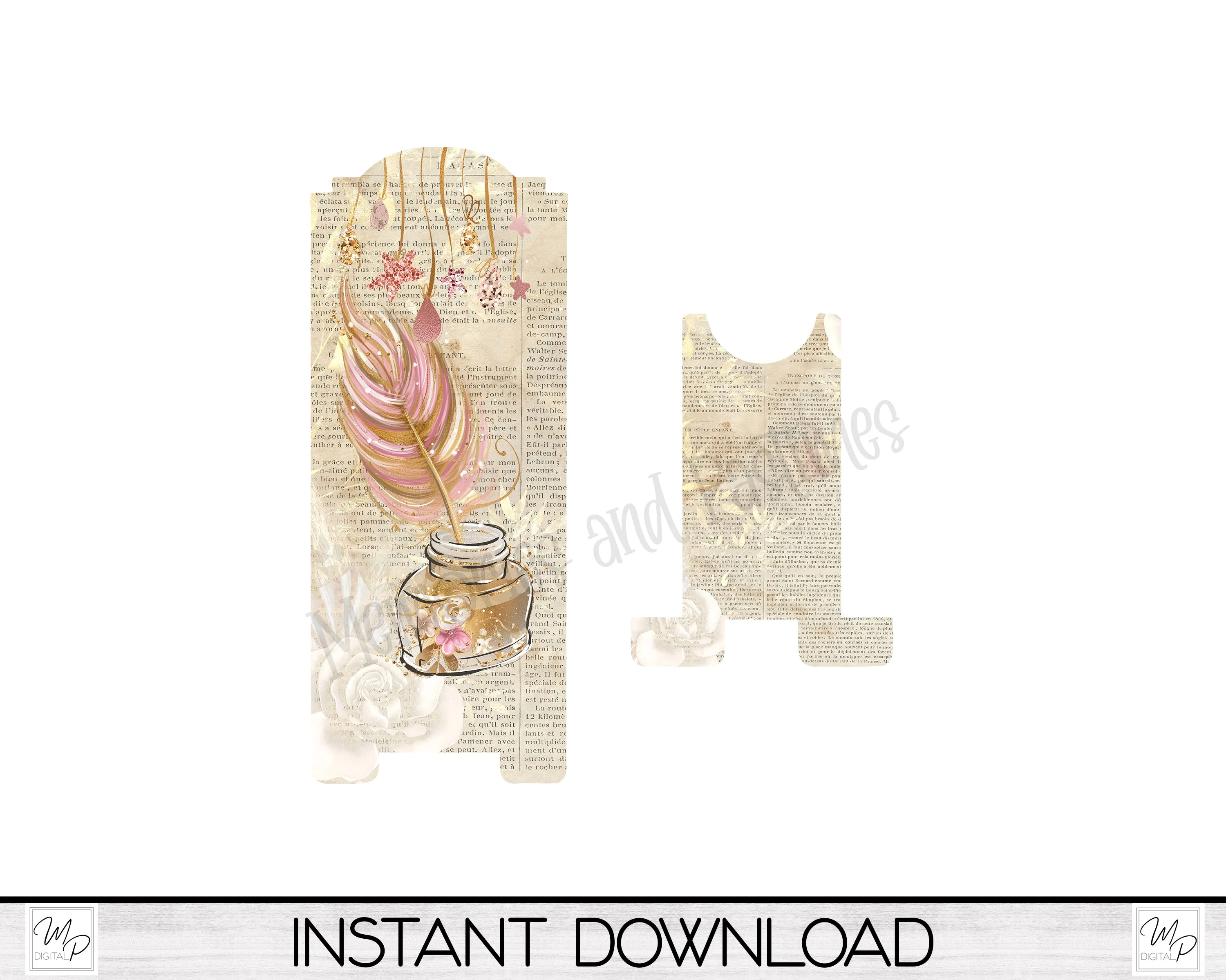 Inkwell and Feather Cell Phone Stand PNG for Sublimation Design, Digital Download
