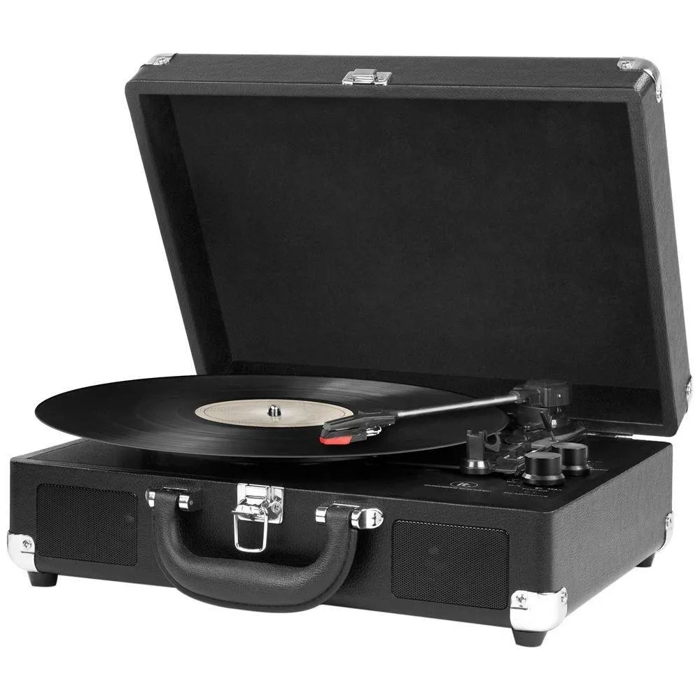 Innovative Technology Nostalgic 3-Speed Vintage Suitcase Turntable (Refurbished)