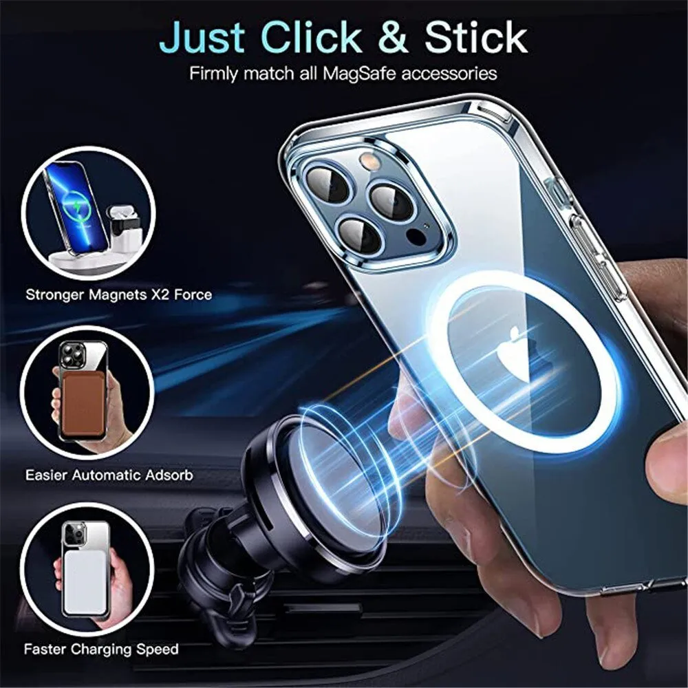 iPhone 15 Wireless Charging Transparent Magnetic Phone Case