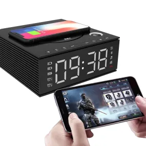 J21S Multifunctional Bluetooth Speaker Phone Wireless Charger FM Radio DIY Alarm Clock Music Record