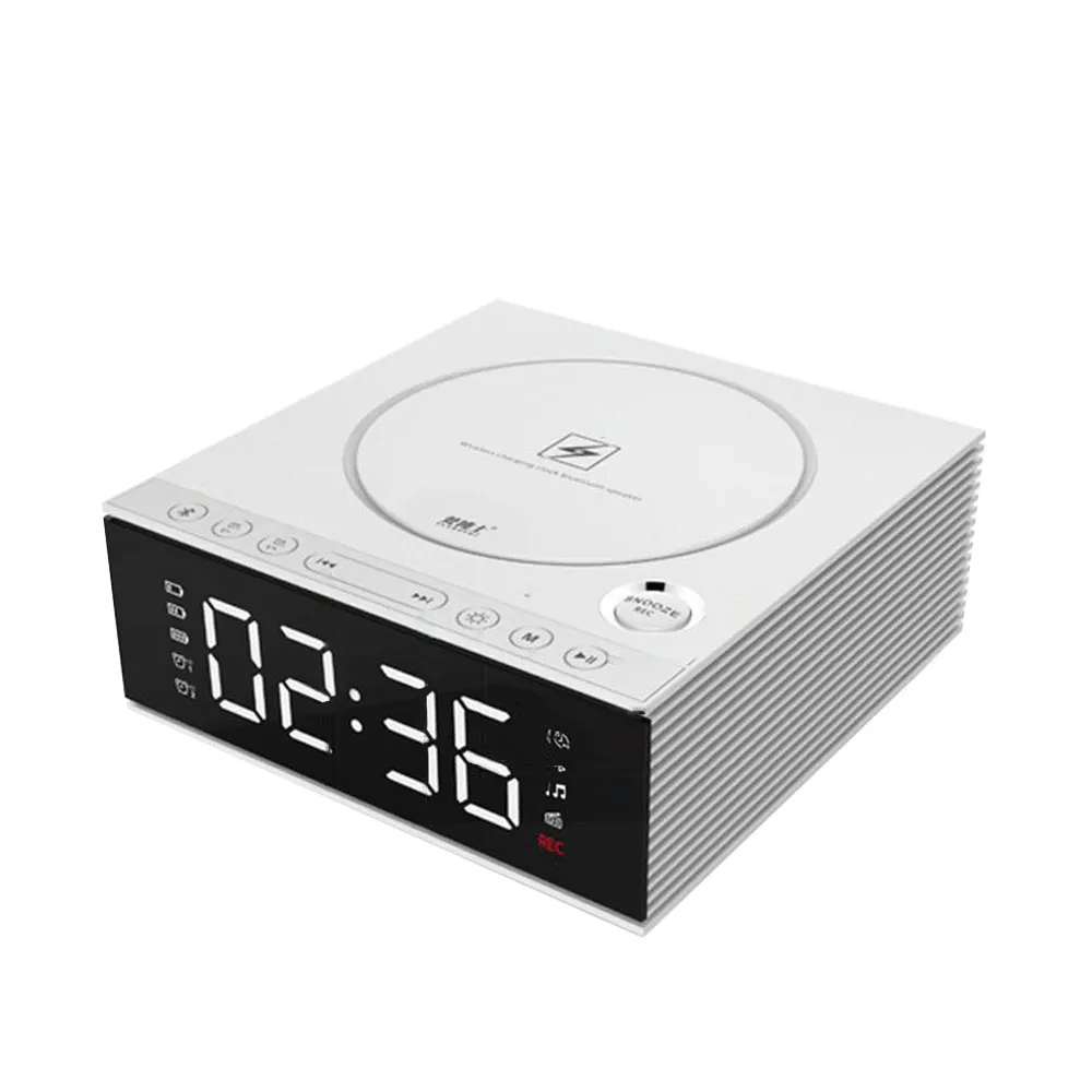J21S Multifunctional Bluetooth Speaker Phone Wireless Charger FM Radio DIY Alarm Clock Music Record