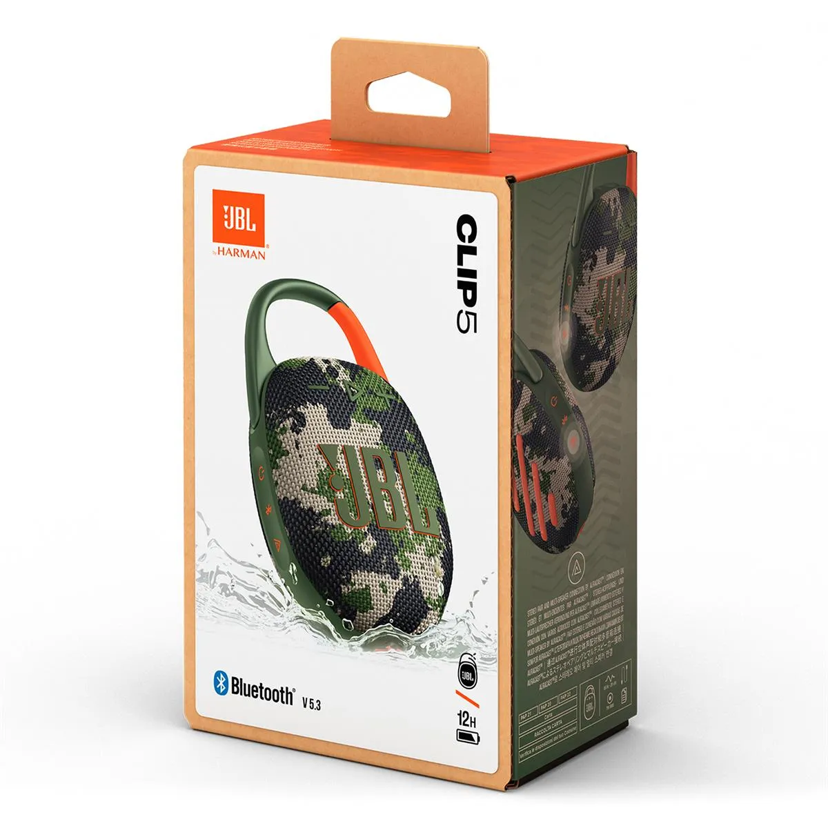 JBL Clip 5 Ultra Portable Bluetooth Speaker with gSport Carbon Fiber Case (Camo)