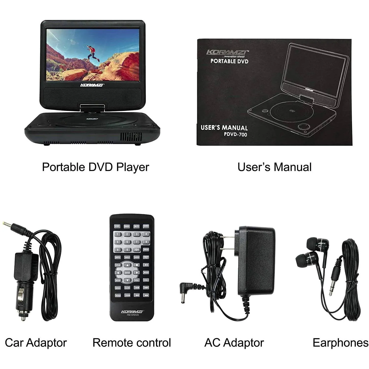 Koramzi Portable 7" Swivel DVD Player