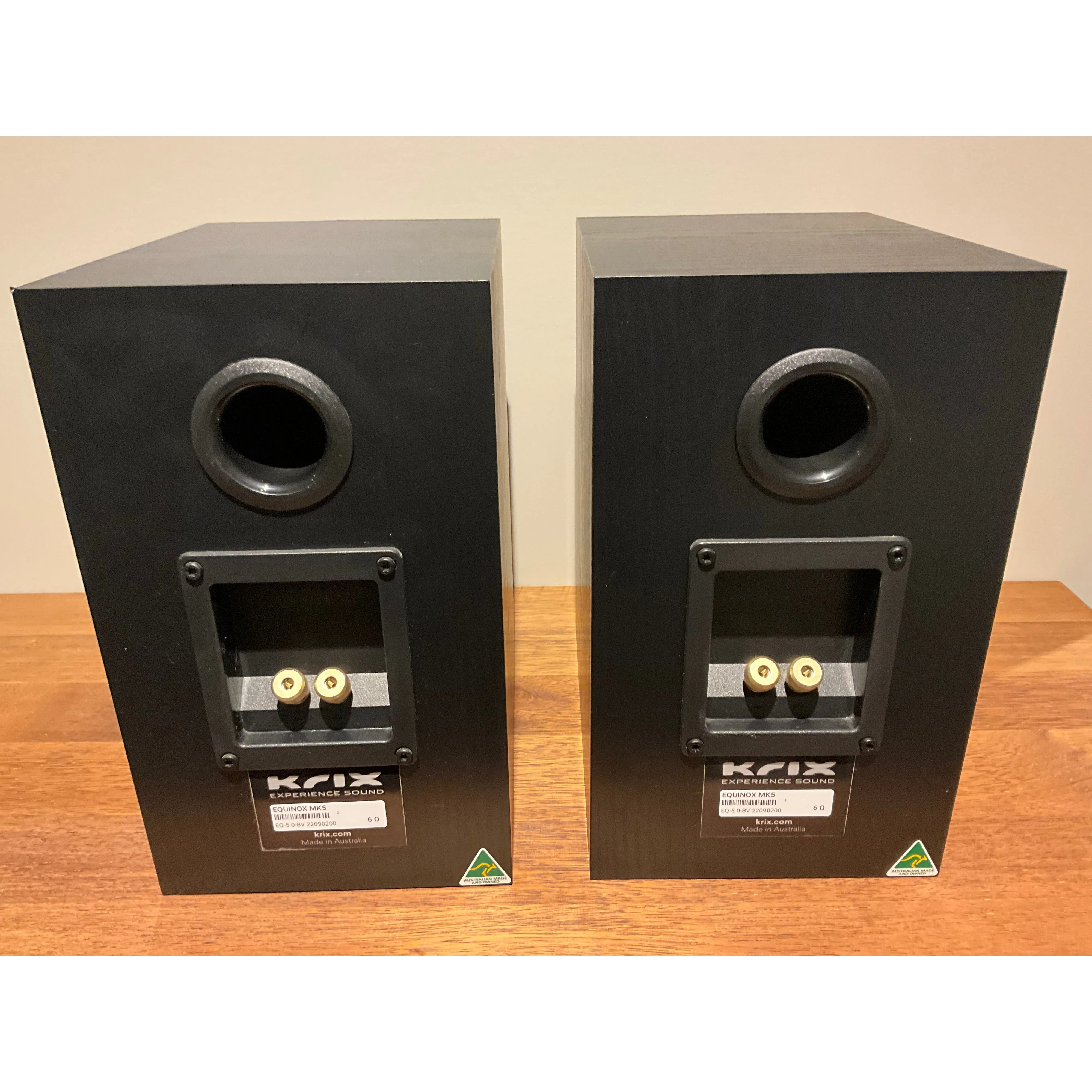 Krix Equinox MK5 bookshelf speakers in black ash. Pre Loved