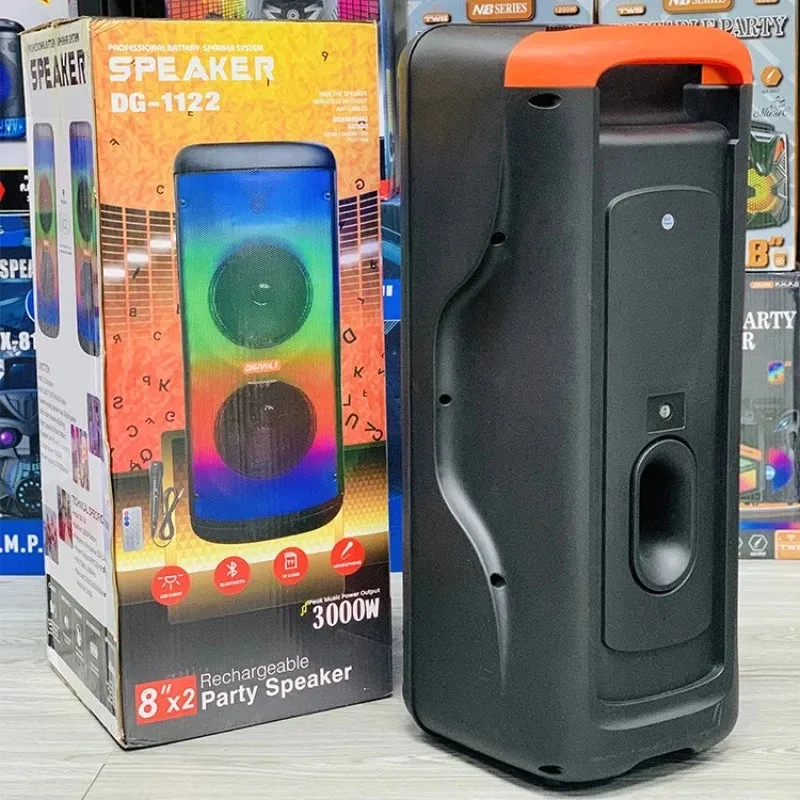 Large Size Subwoofer 3000W Peak Power Portable Dual 8inch Horn Wireless Karaoke Party Bluetooth Speaker Outdoor Led Light Column