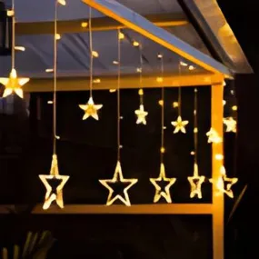 LED Stars Christmas Lighting, Expandable Light Curtain, Christmas Decoration Window with Remote Control and Hooks, 8 Modes, for Christmas