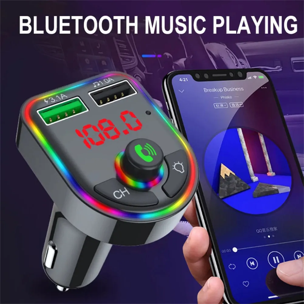 Luminous Bluetooth-compatible 5.0 Car  Fm  Transmitter Hands-free