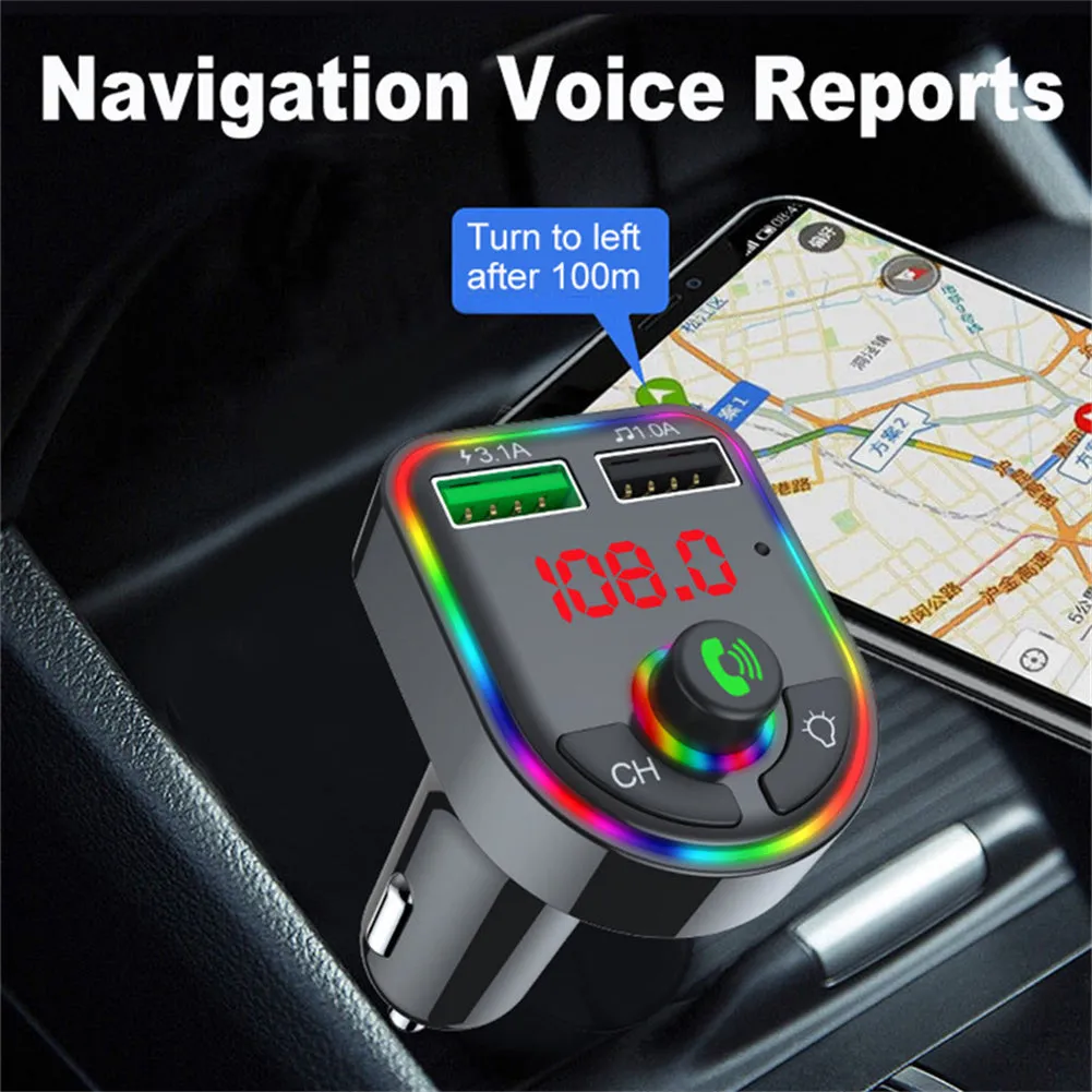 Luminous Bluetooth-compatible 5.0 Car  Fm  Transmitter Hands-free