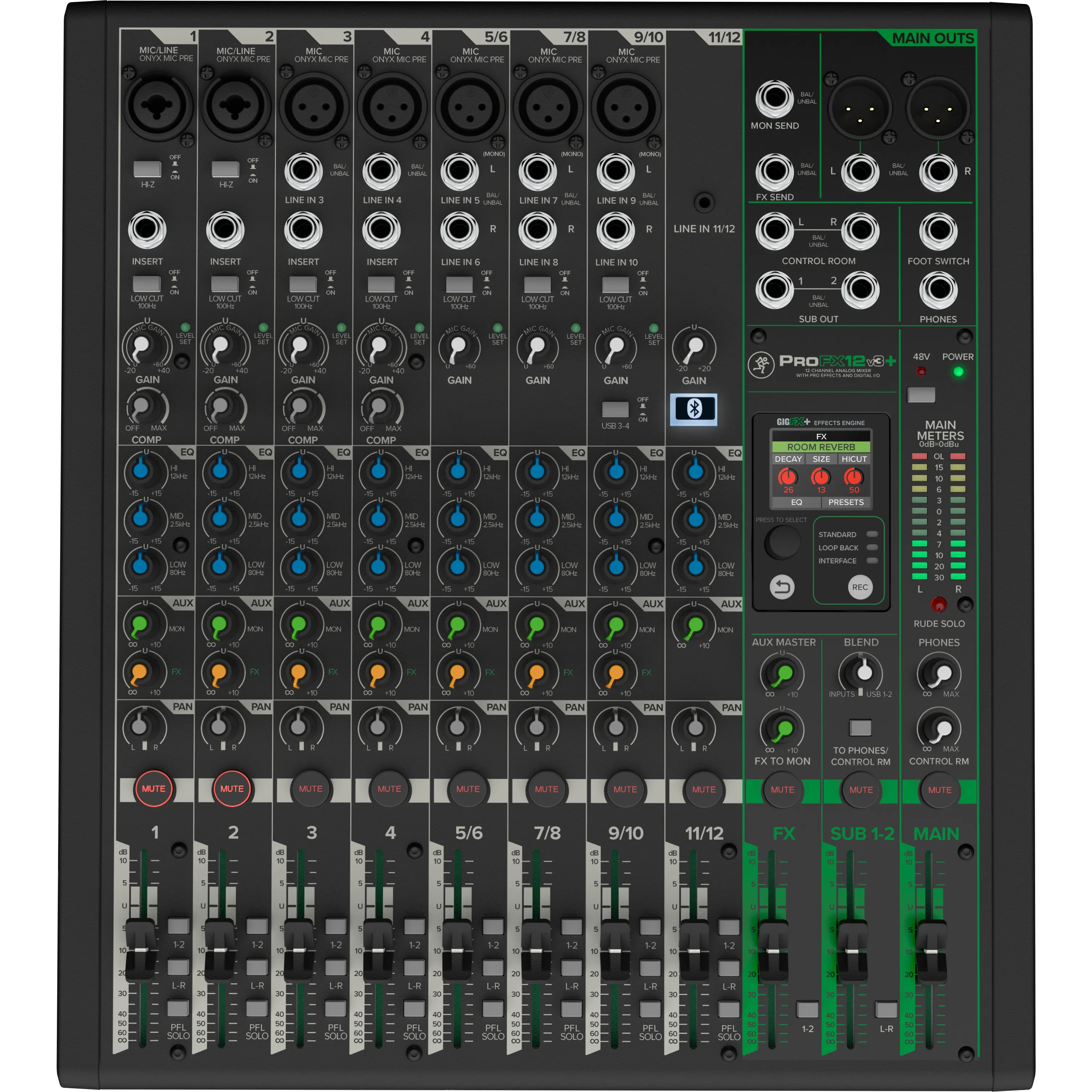 Mackie PROFX12V3  12-Channel Analog Mixer w/ Enhanced FX, USB Recording, and BT