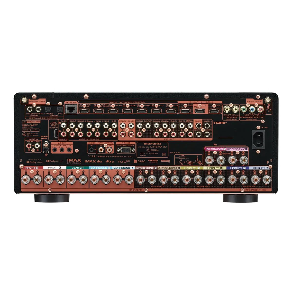 Marantz Cinema 30 11.4 Channel 8K Home Theater Receiver with Dolby Atmos & IMAX Enhanced Audio (Black)