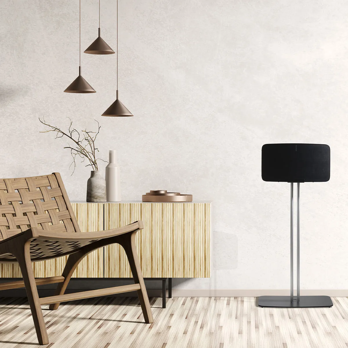 Mountson Premium Fixed-Height Floor Stand for Sonos Five & Play:5 -Each (Black)