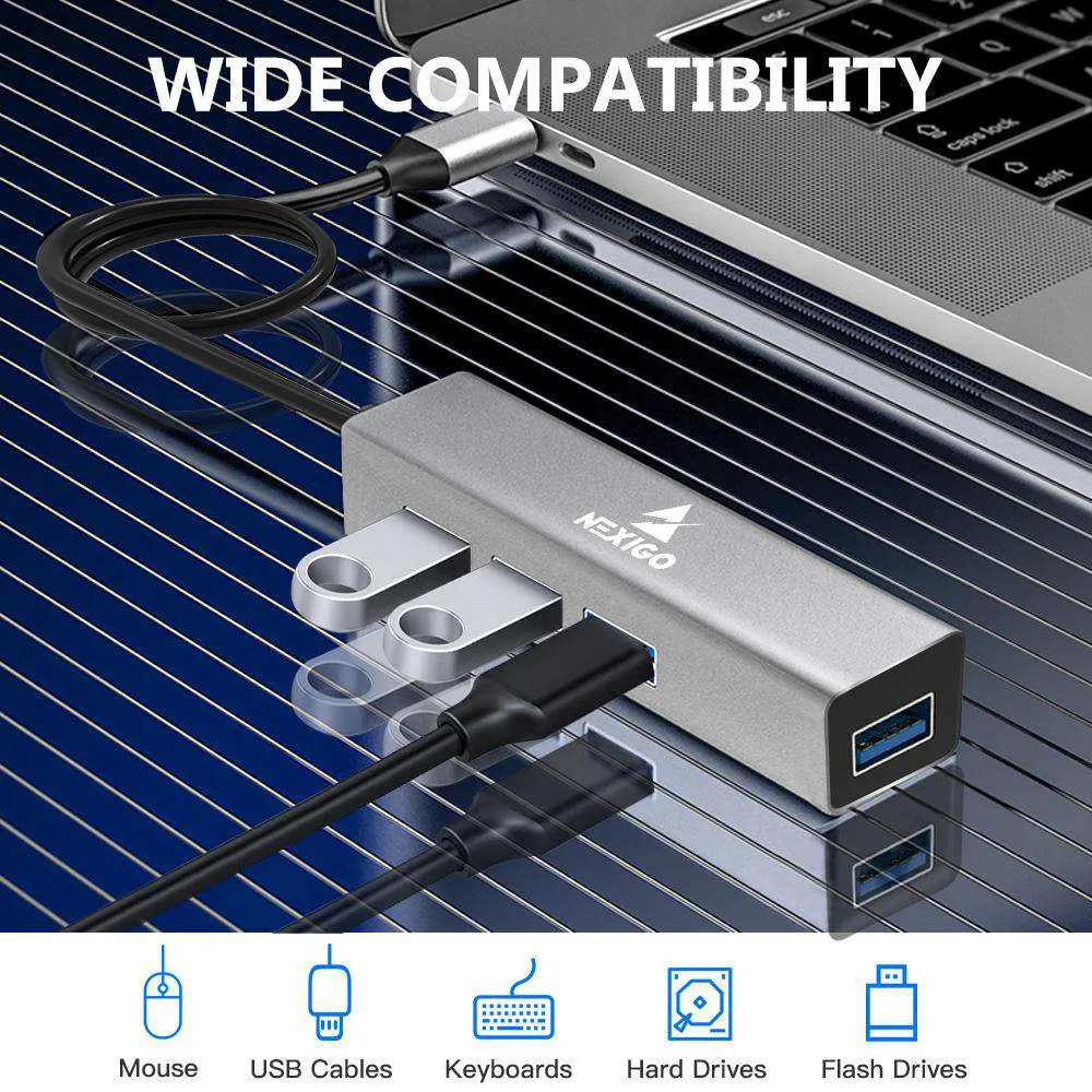 NexiGo 4-Port Aluminum USB 3.0 Hub