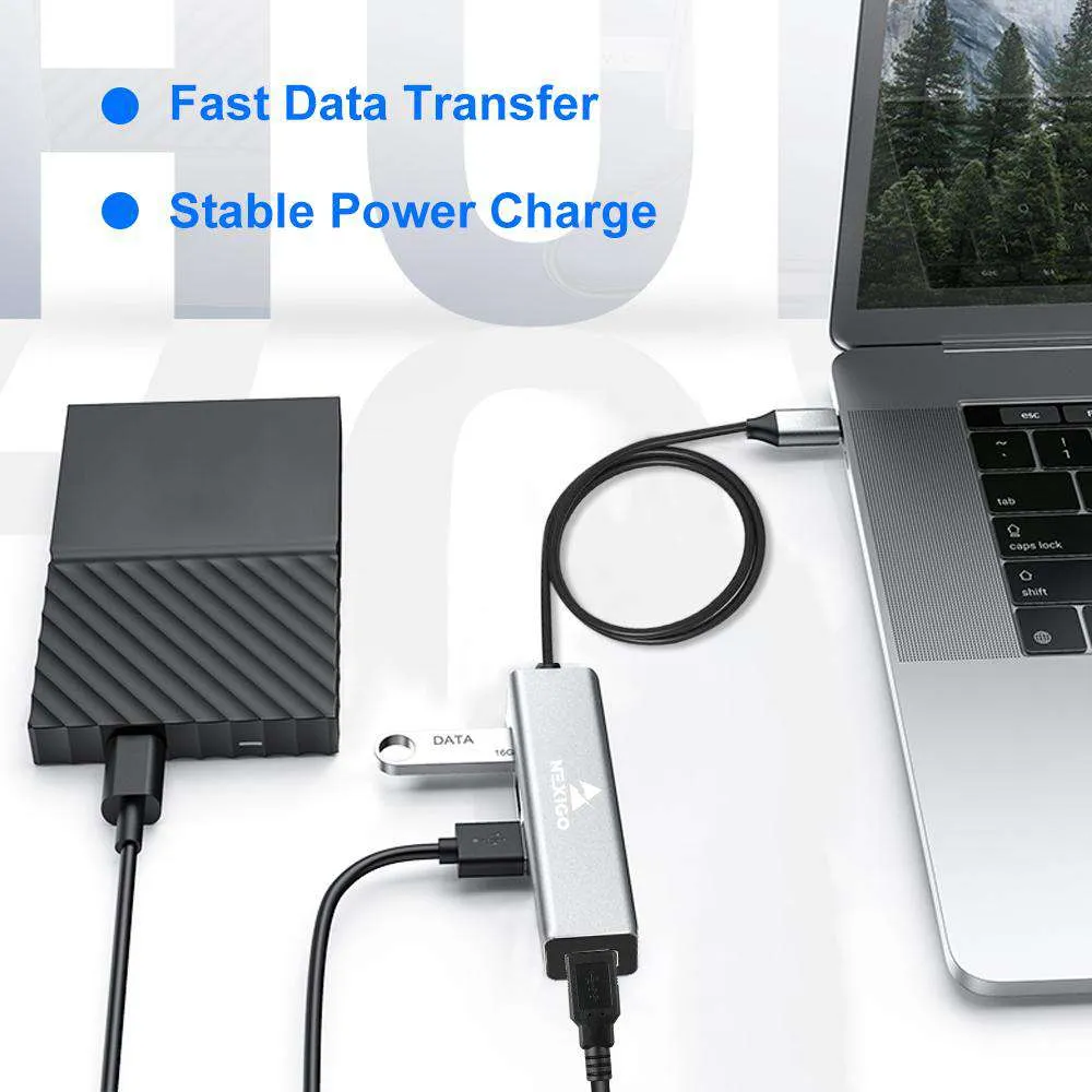 NexiGo 4-Port Aluminum USB 3.0 Hub
