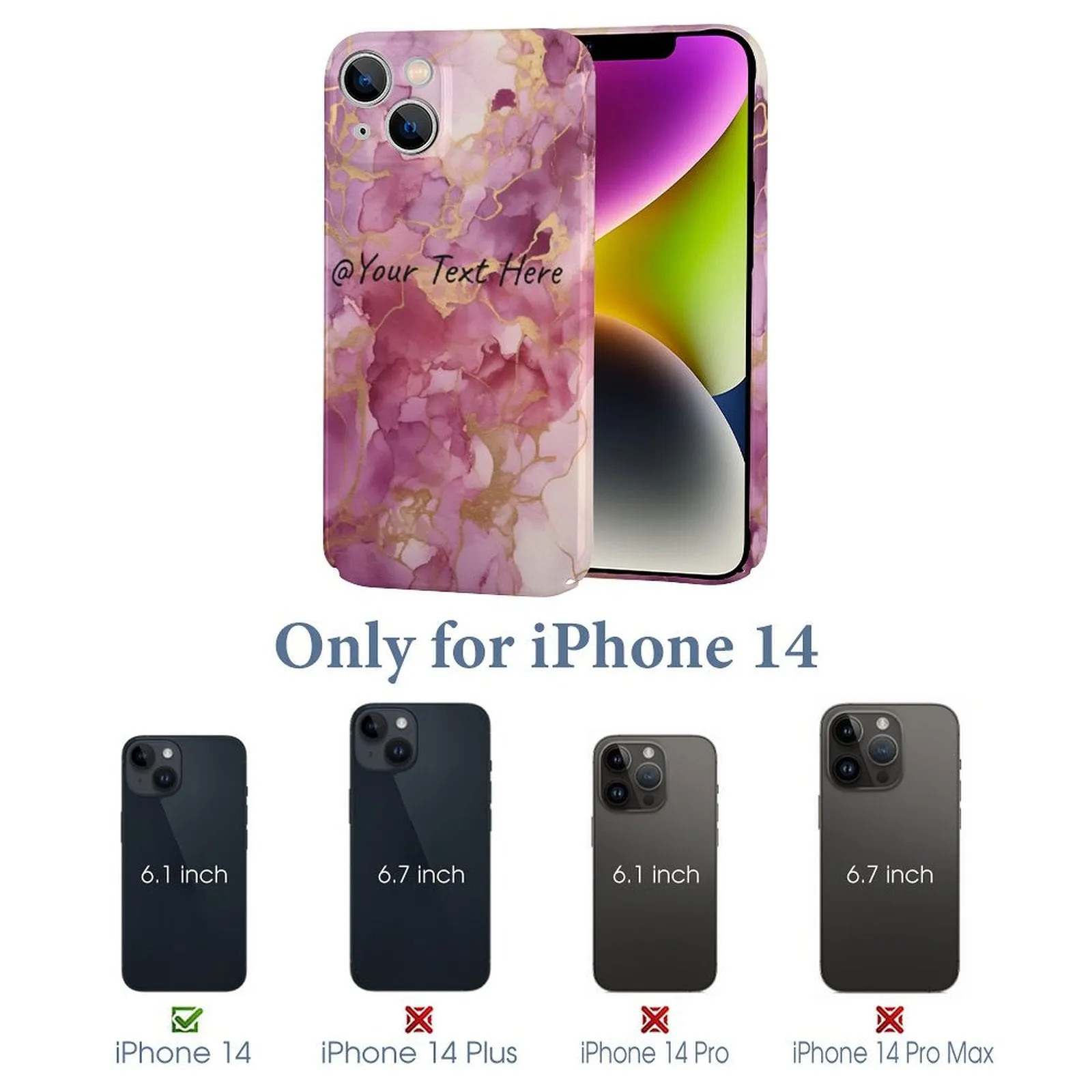Personalized Logo Pink Marble Slim Mobile Phone Case for iPhone 14