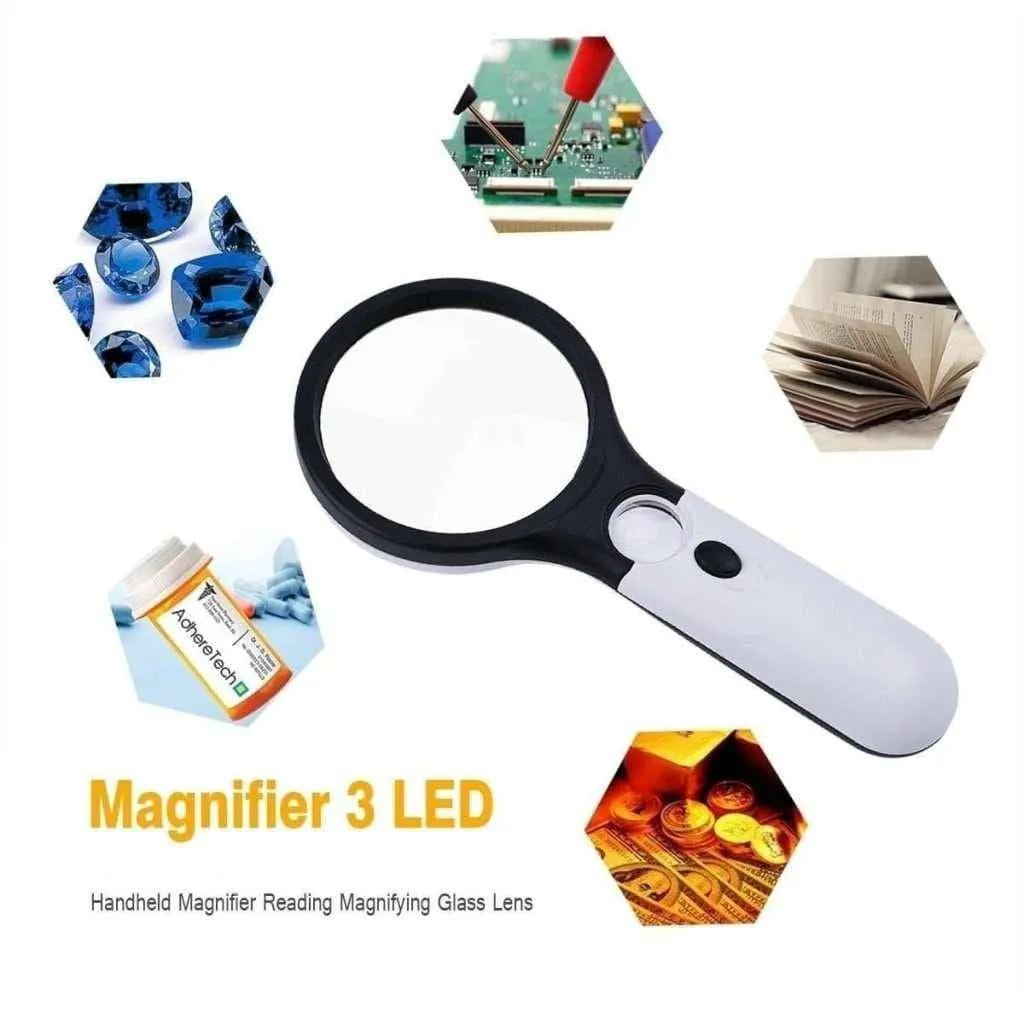 Portable 3X and 45X Handheld Magnifying Glass with LED Lights