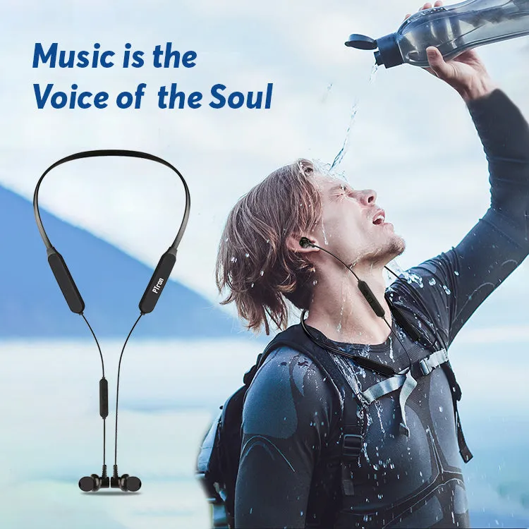 pTron Zap In-Ear Bluetooth Earphone Magnetic Deep Bass Neckband with Mic for All Smartphones (Black)