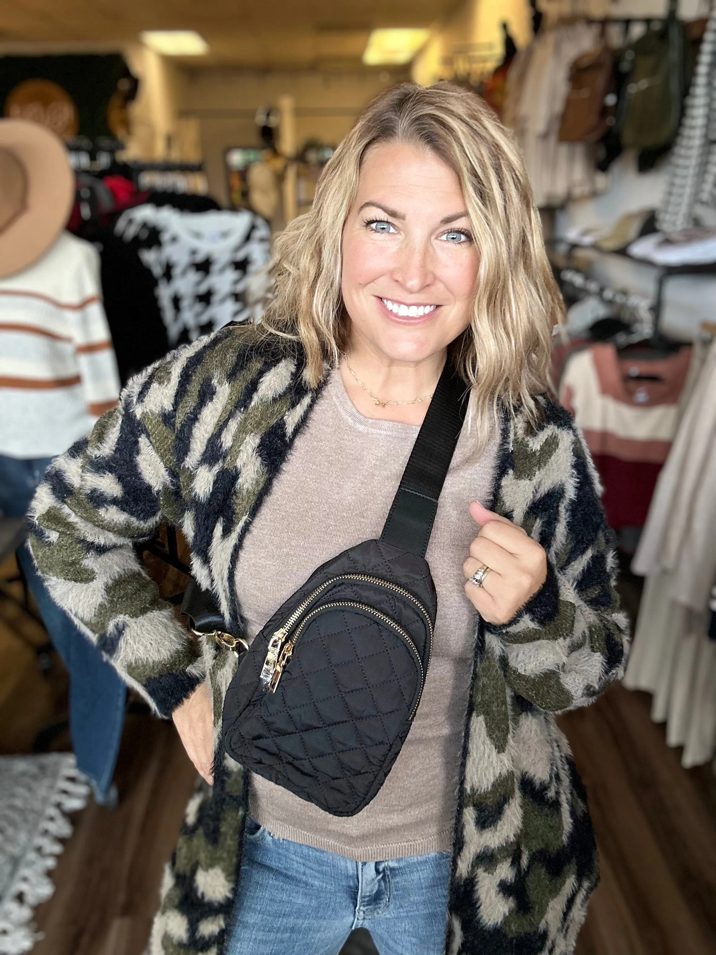 Quilted Puffer Sling Bag