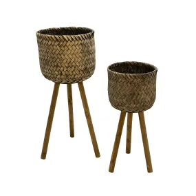 S/2 Bamboo Planters On Stands