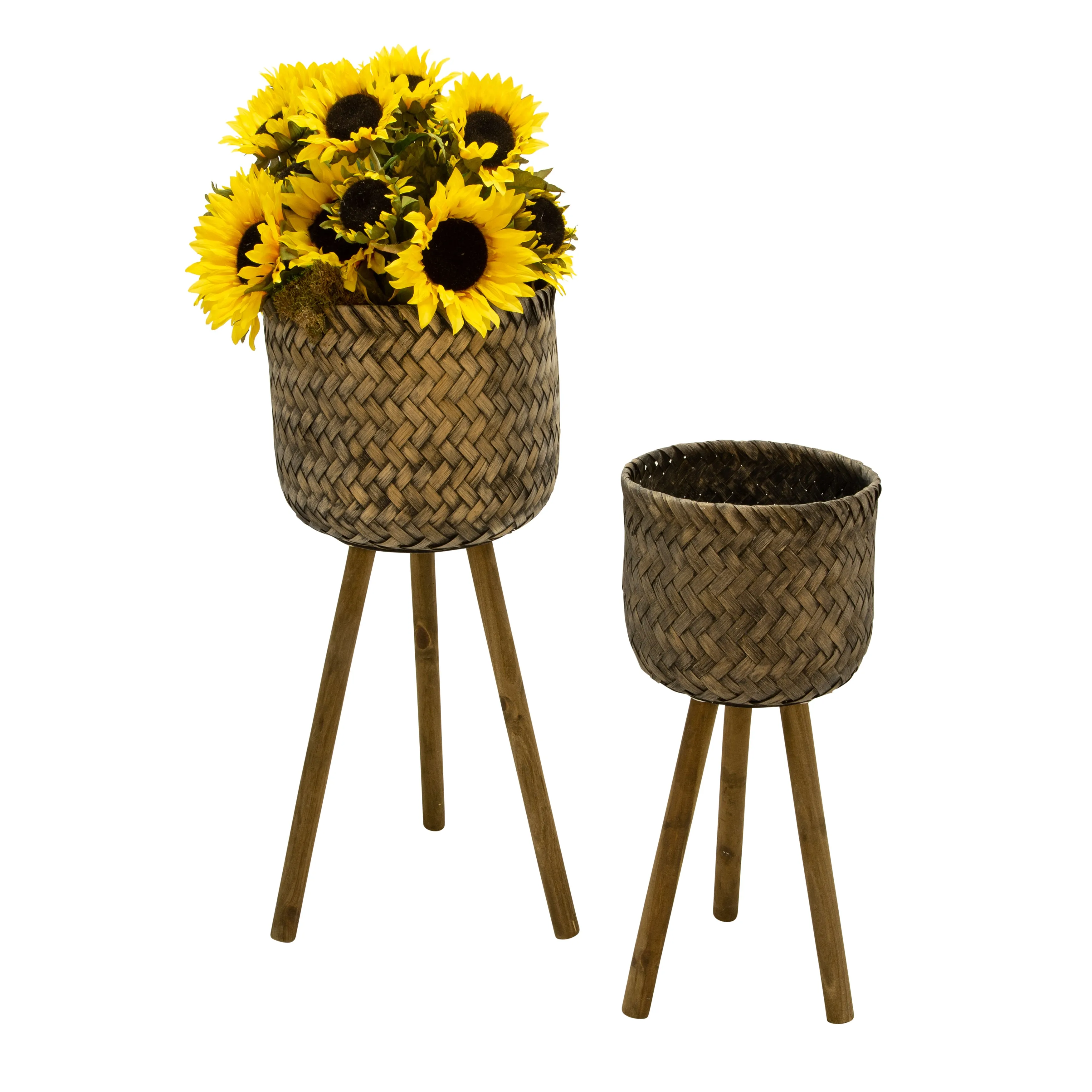 S/2 Bamboo Planters On Stands