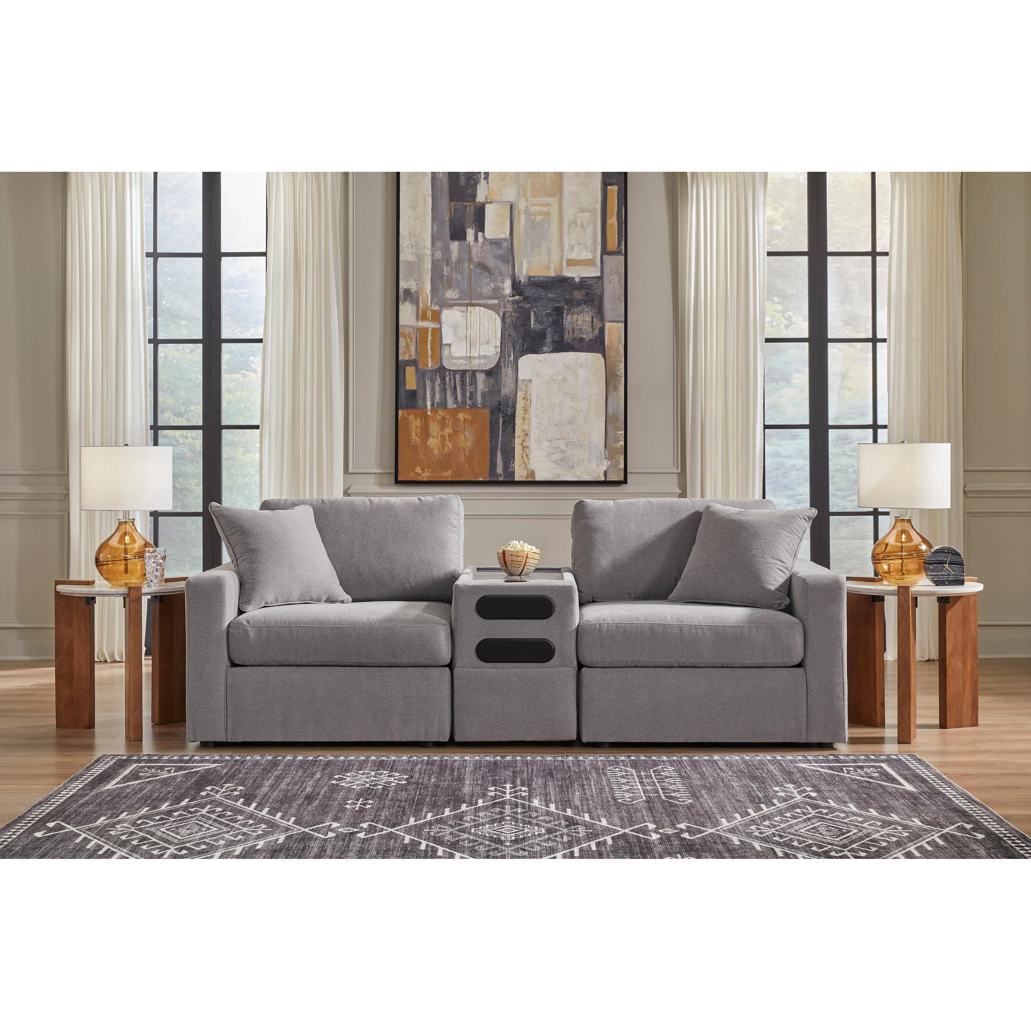 Signature Design by Ashley Modmax Stationary Fabric Loveseat with Console 9210464/9210427/9210465