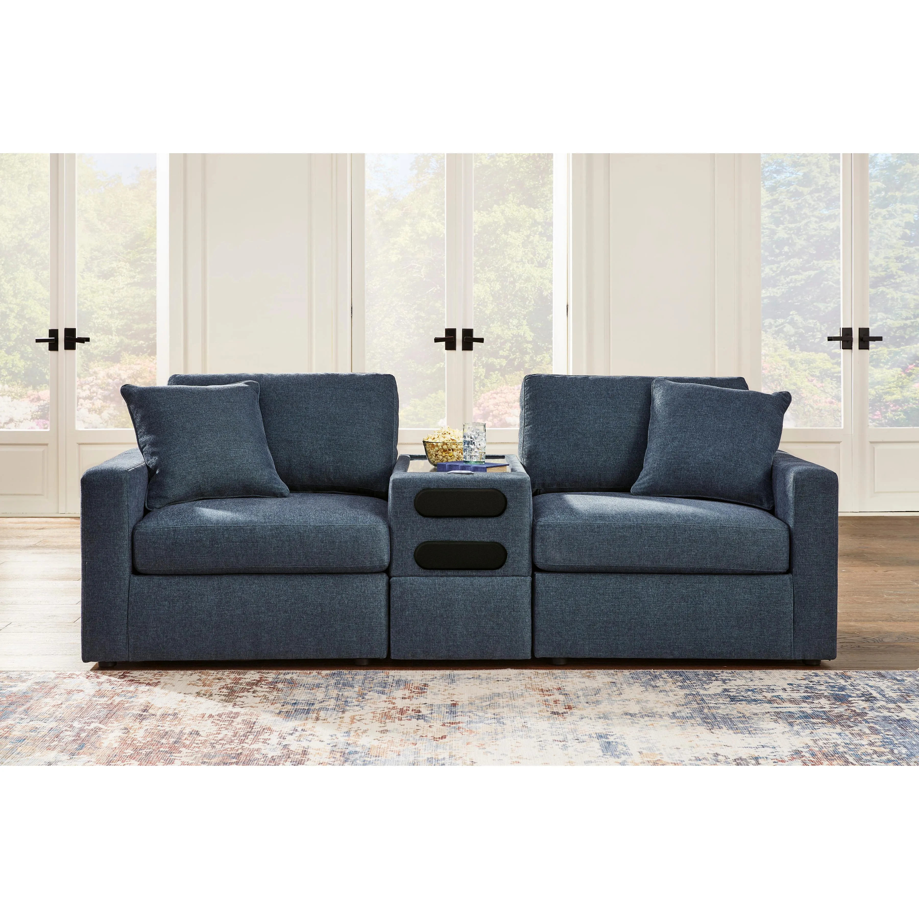 Signature Design by Ashley Modmax Stationary Fabric Loveseat with Console 9212164/9212127/9212165