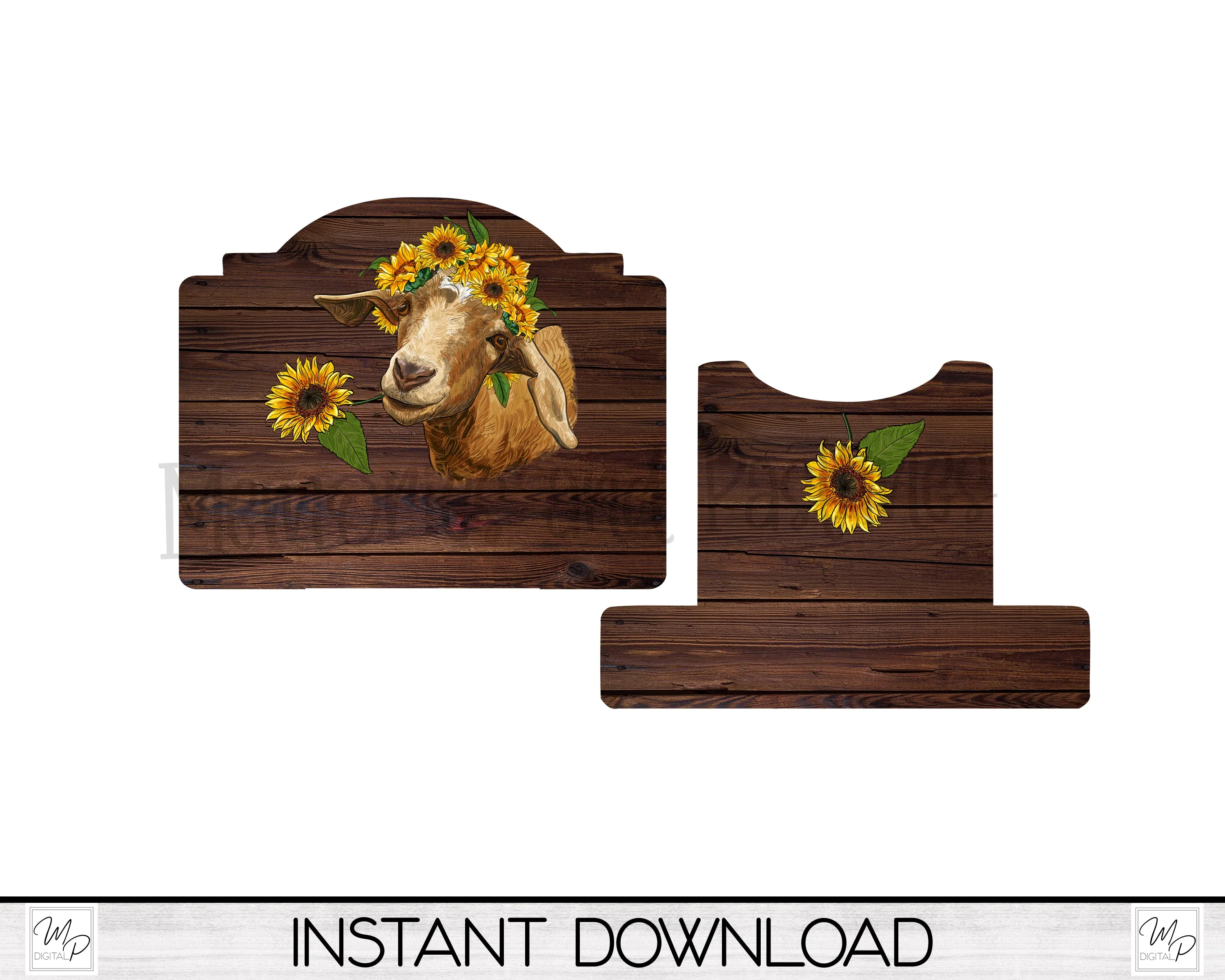 Sunflower Goat Cookbook / Tablet Stand PNG for Sublimation Design, Digital Download
