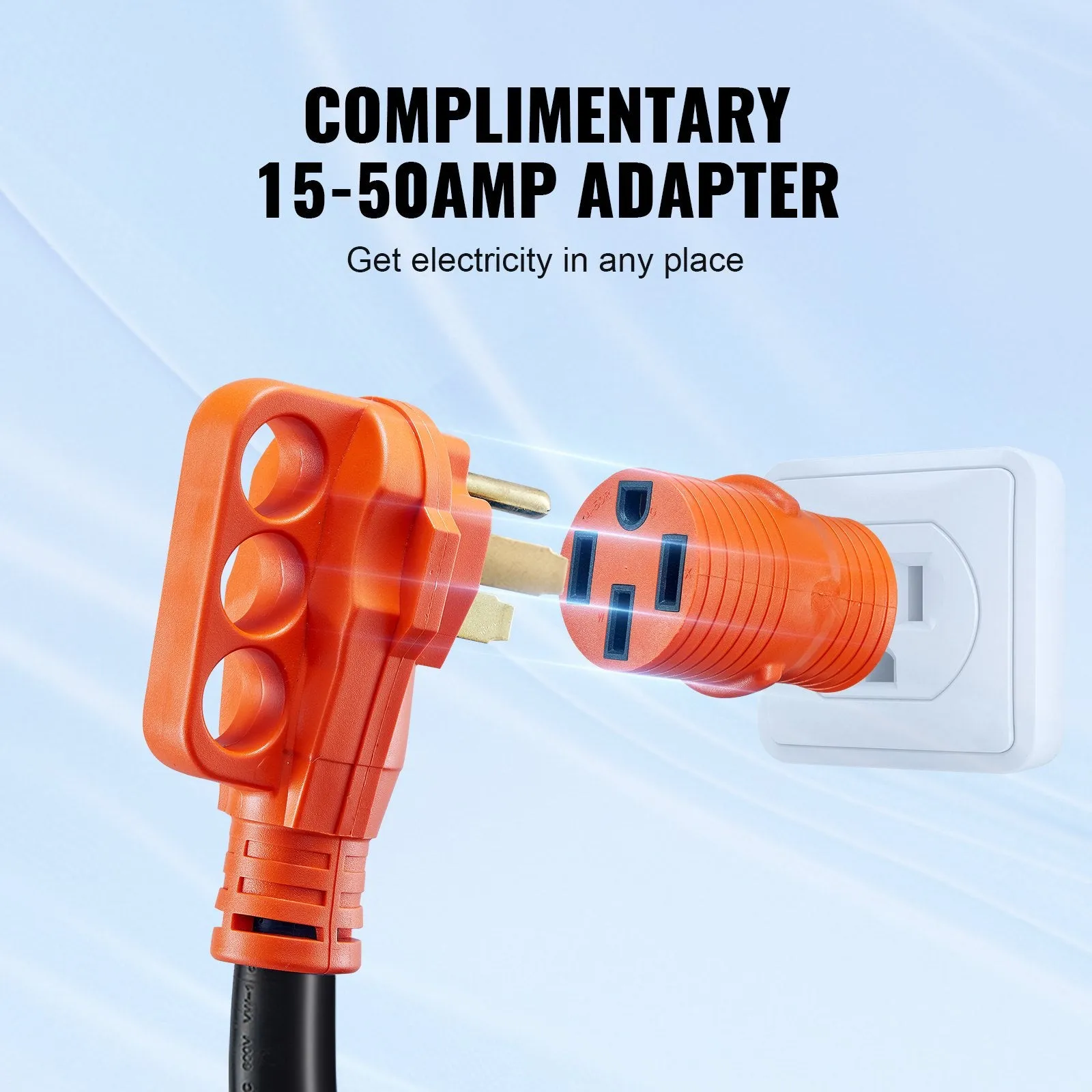 Vevor RV Extension Cord 50 ft. 50 Amp NEMA 14-50R Female NEMA 14-50P Male Plug New
