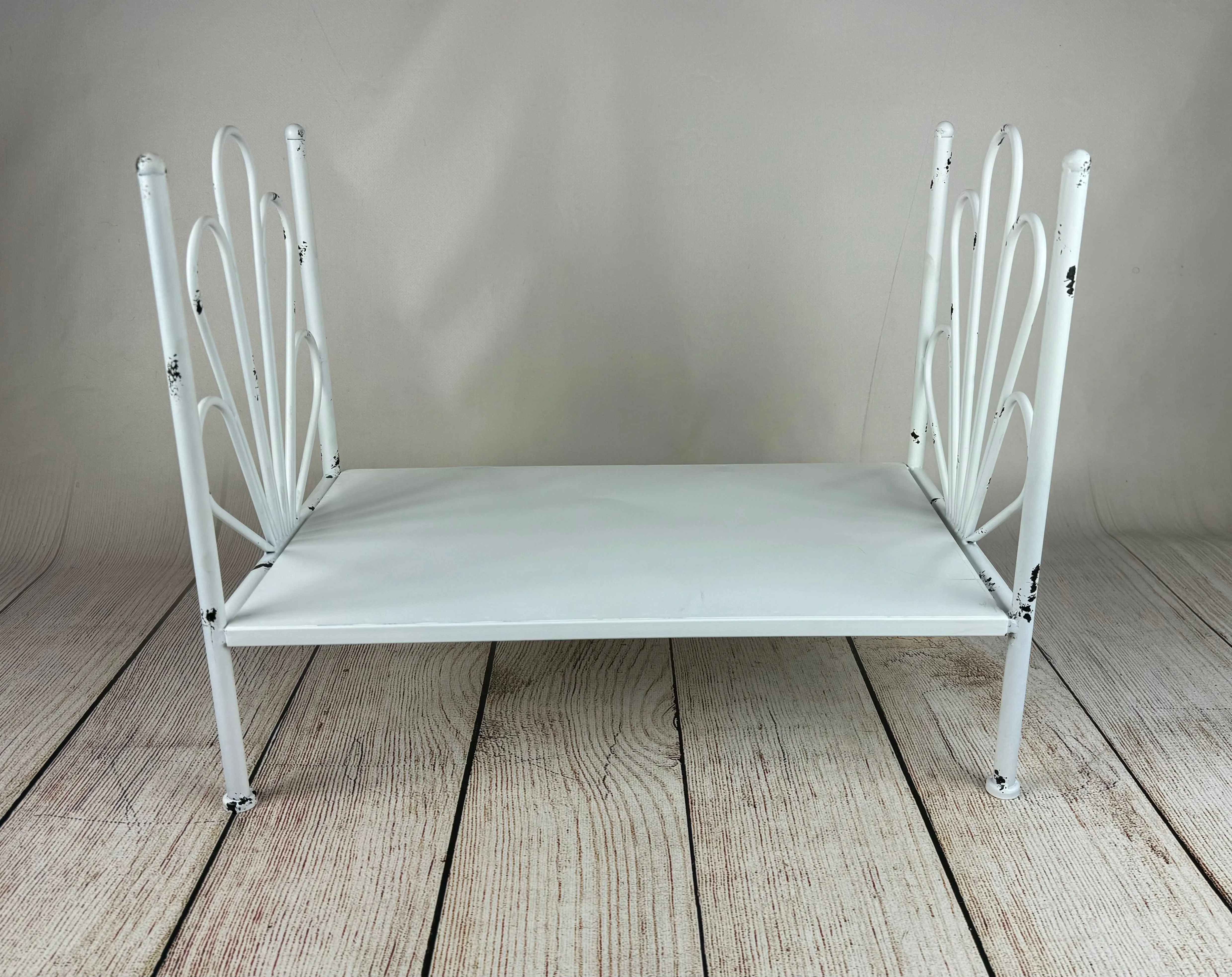 Vintage Bed - White Flower Style Headboard - Solid Base (AS IS ITEM #2)