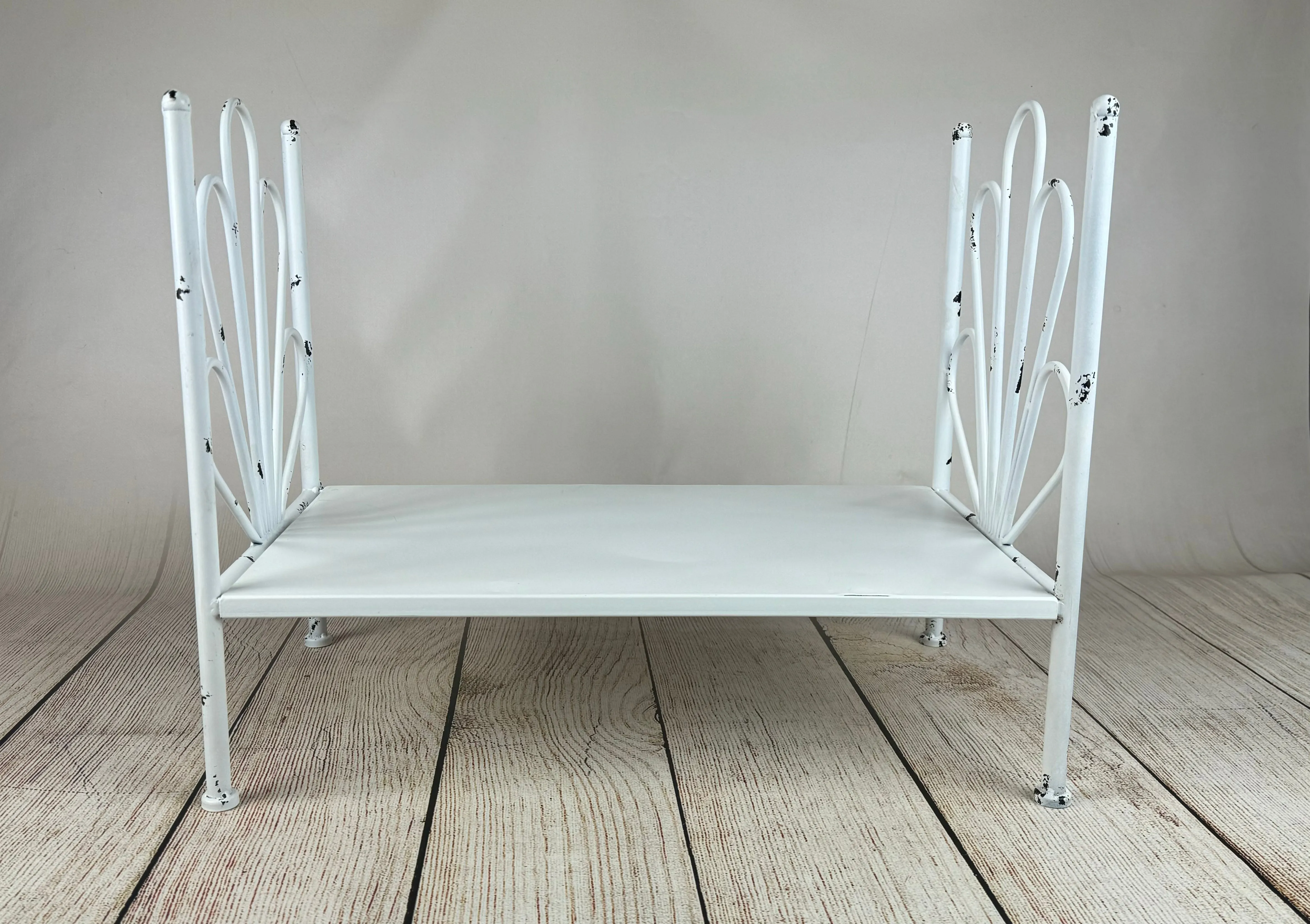 Vintage Bed - White Flower Style Headboard - Solid Base (AS IS ITEM #2)