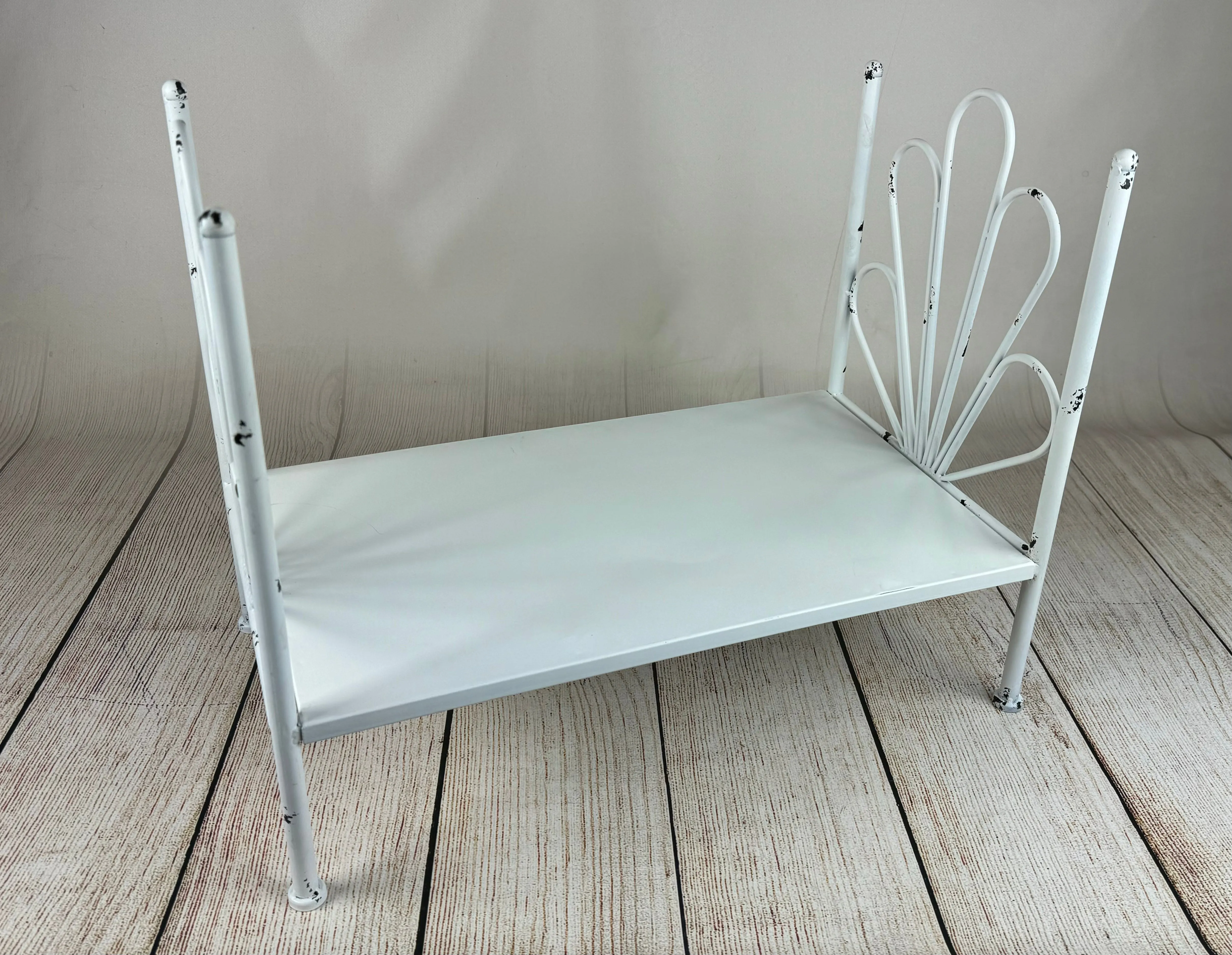 Vintage Bed - White Flower Style Headboard - Solid Base (AS IS ITEM #2)