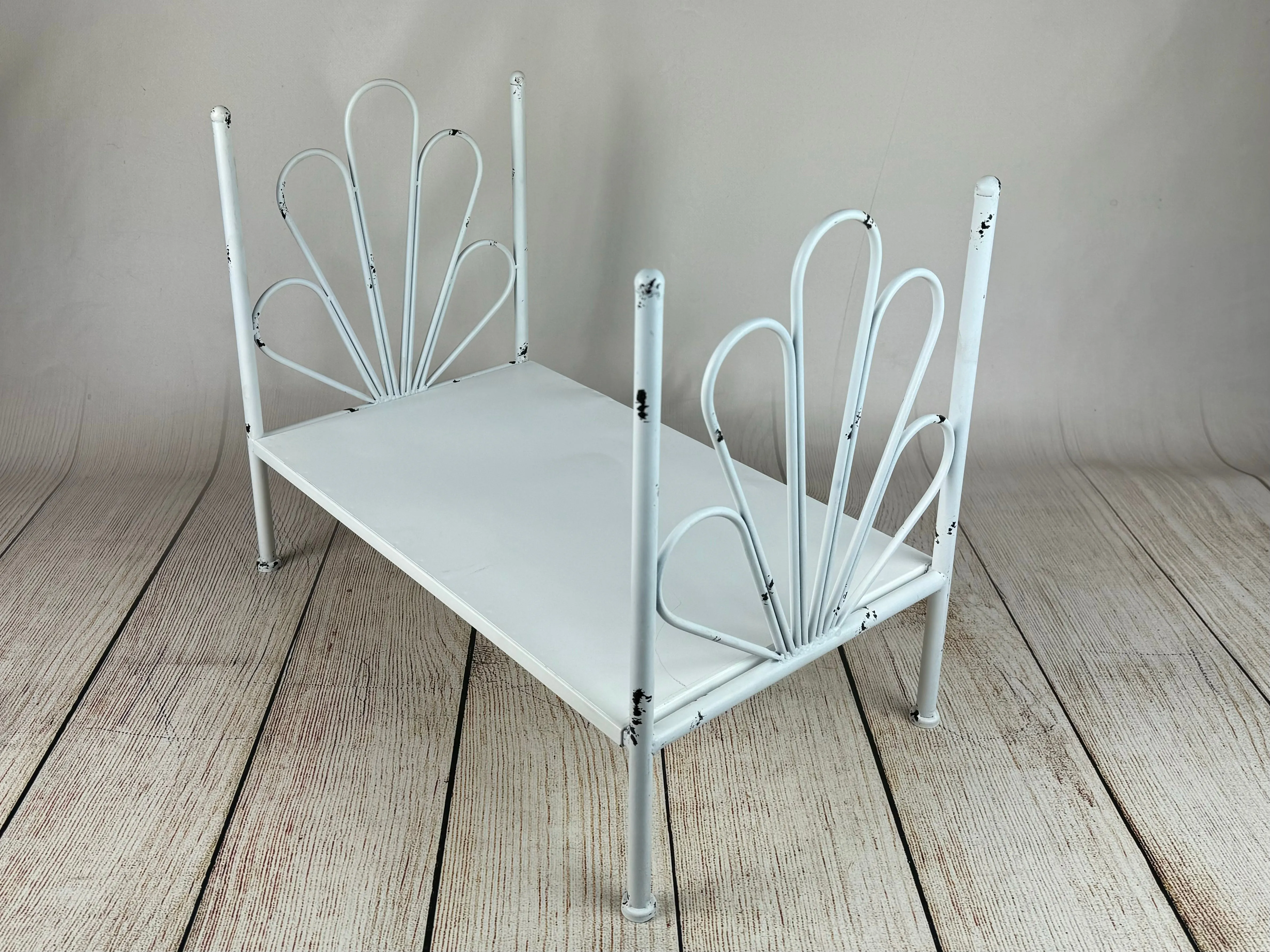 Vintage Bed - White Flower Style Headboard - Solid Base (AS IS ITEM #2)