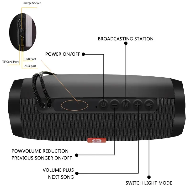 Wireless Portable Bluetooth Stereo Speaker with LED Light-Bluetooth Speaker