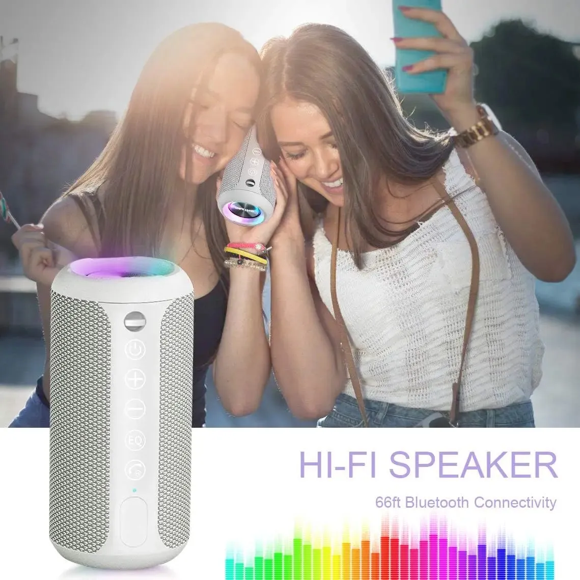 X10 Bluetooth Speaker Enhanced Bass Portable Speaker with TF Card Slot 30H Playtime IPX7 Waterproof Speaker for Camping